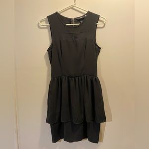 Sleeveless Black Peplum Mini Dress